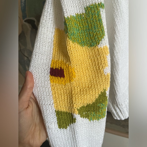 SMYTHE X AUGDEN FLORAL INTARSIA CREW Sweater- WHITE MULTI - Picture 12 of 15